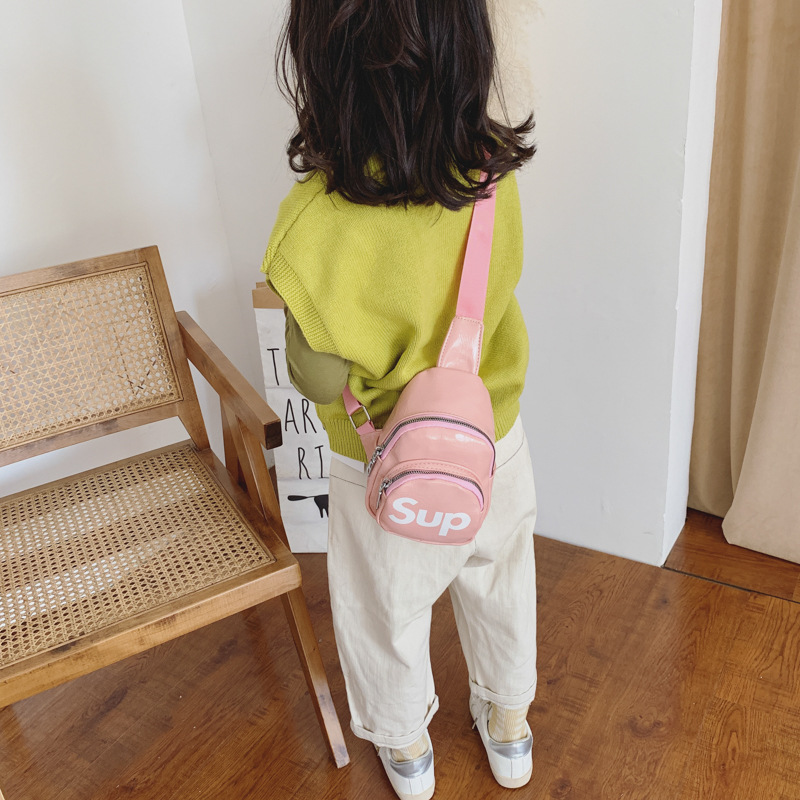 Bolsa de mensajero para niños de comercio exterior bolsa de pecho para niños moda estilo coreano bolsa de hombro al aire libre niñas carta bolsa de cintura mochila