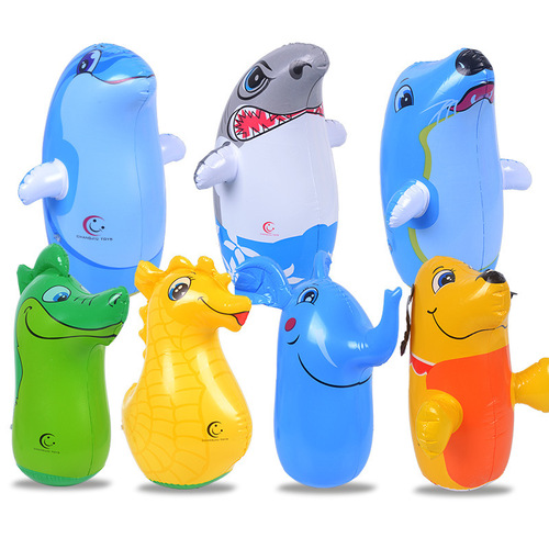 Inflatable Cartoon Animal Tumbler Toys Wholesale Night Market Street Stall Best Selling 35cm Sandbag Shark Dinosaur Tumbler