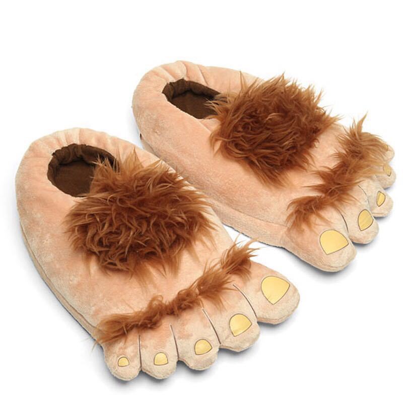Trendy Funny Vintage Savage Plush Slippers Hobbit Big Foot Home Indoor Warm Maomao Cotton Slippers