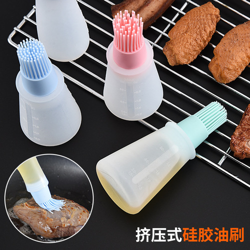 Seasoning sauce brush with scale oil brush bottle silicone barbecue oil brush bottle kitchen utensil gadget barbecue seasoning brush