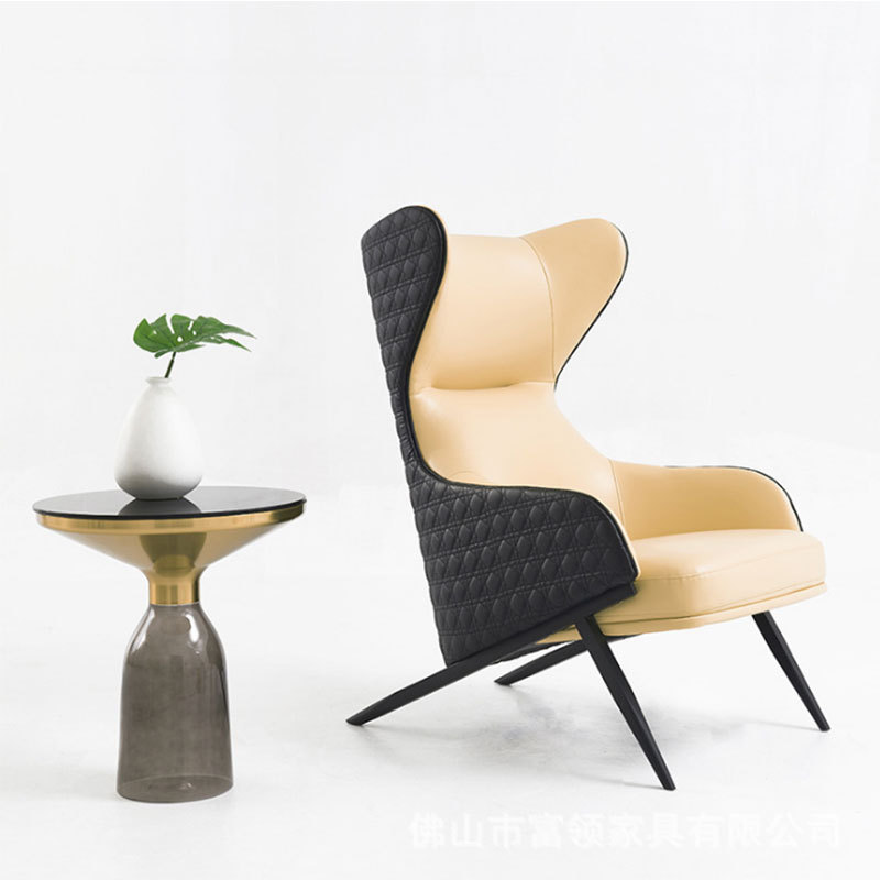 Cuero nórdico solo sofá silla moderna minimalista apartamento dormitorio balcón salón Internet celebridad americana luz sofá de lujo