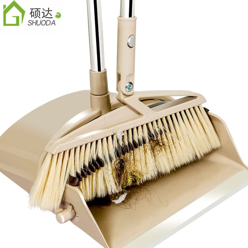 Rotatable Broom and Dustpan Set for Home Use, Detachable and Adjustable Stainless Steel Set, Wall-Mountable Standing Broom