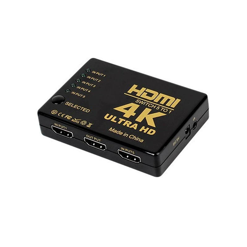 Заводская продажа: высокоскоростной стабильный HDMI-переключатель 4K*2K с пультом, 5 входов 1 выход, для безопасности
