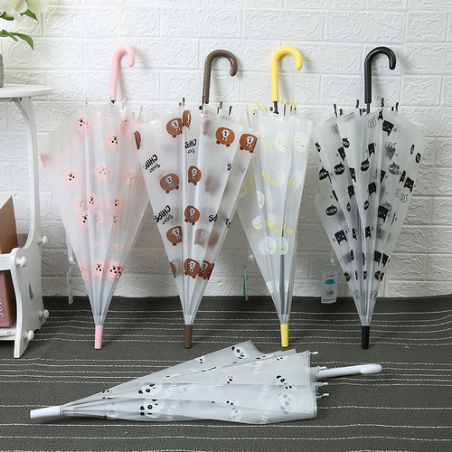 Creative cartoon bear face pack umbrella EVA rain and shine two-in-one umbrella semi-transparent straight handle umbrella curved hook straight handle umbrella