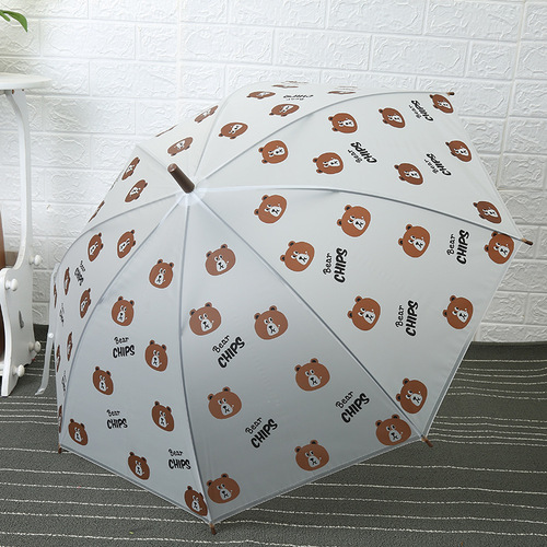 Creative cartoon bear face pack umbrella EVA rain and shine two-in-one umbrella semi-transparent straight handle umbrella curved hook straight handle umbrella