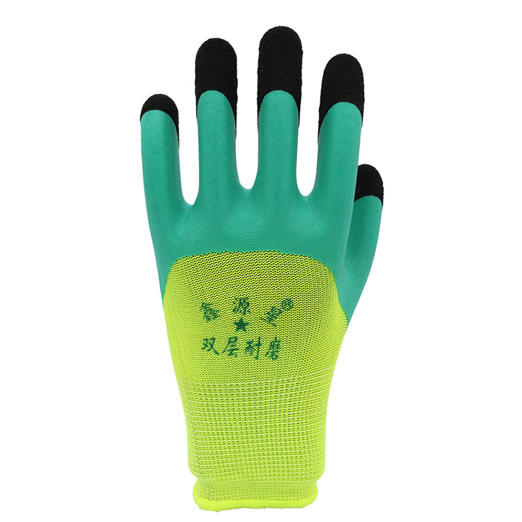 Guantes de protección laboral resistente al desgaste látex reforzado dedo pegamento inmersión antideslizante sitio de trabajo guantes de protección laboral al por mayor