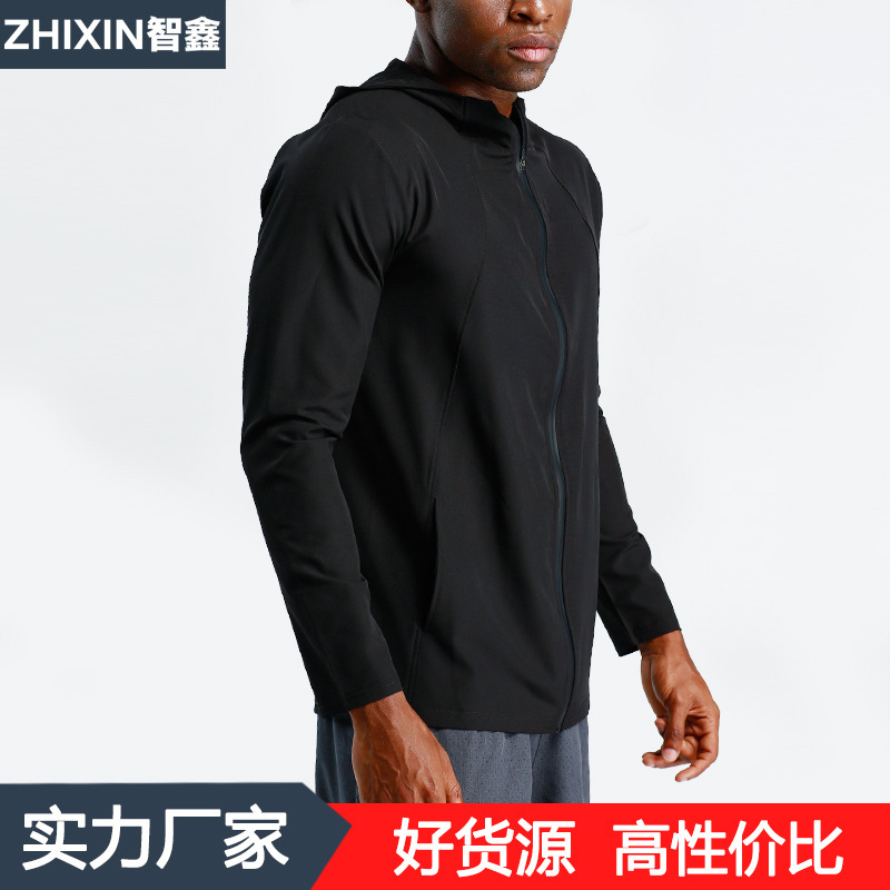 Autumn and Winter Basketball Training Quick-drying Clothes Long-sleeved Woven Hooded Outdoor Leisure Running Fitness Sports Jacket for Men and Men