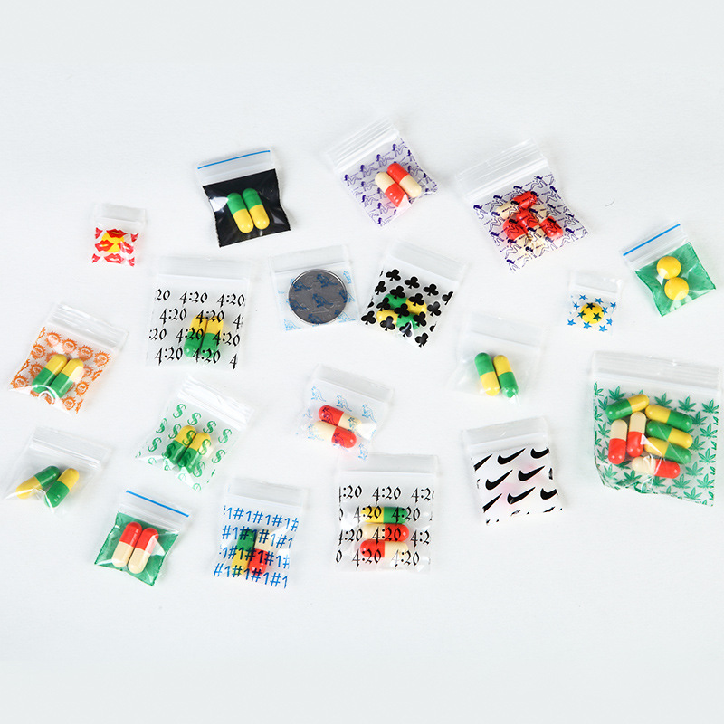 Plástico PE ziplock bolsa lindo tamaño pequeño color Apple impresión mini sellado bolsa transparente bolsa de embalaje bolsa de hueso sellado