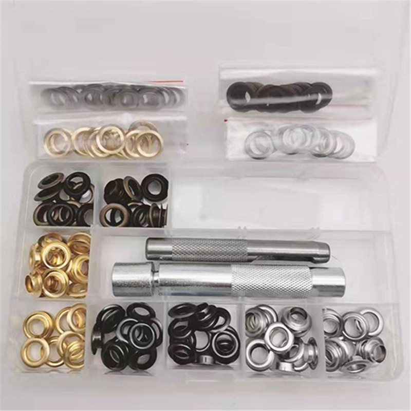 100 sets diámetro interior 8mm4 agujero de aire de color en caja multi-color callos en caja con herramientas de instalación traje para transfronteriza