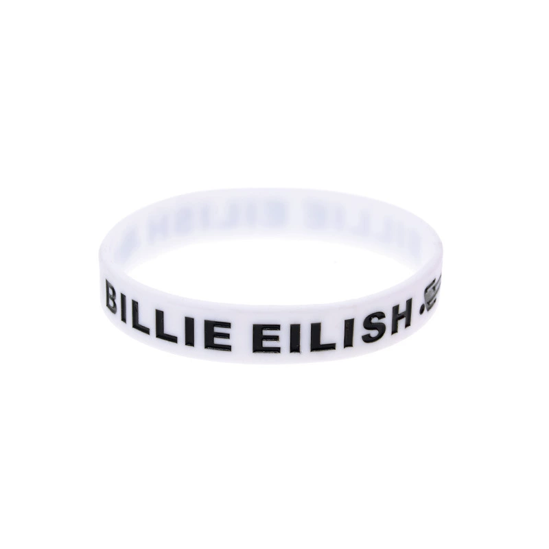 Силиконовый браслет (Billie Eilish) фан-браслет, 202×12×2 мм, черный или белый