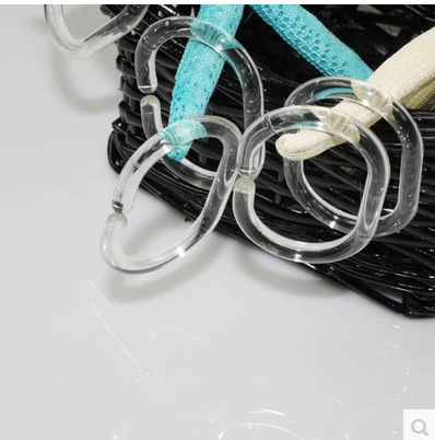 Anillo de baño retorcido de alta calidad/en caja transparente en forma de C gancho Barra de cortina de ducha anillo colgante gancho anillo de cortina de ducha 12 unids/caja