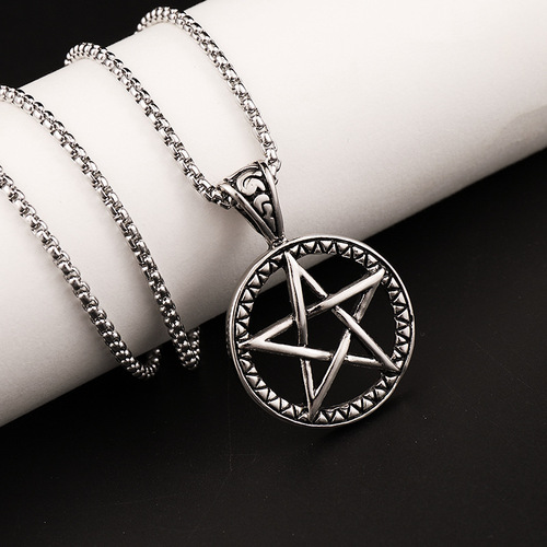 Best-selling Korean-style fashionable versatile five-pointed star pendant with hollow moon design