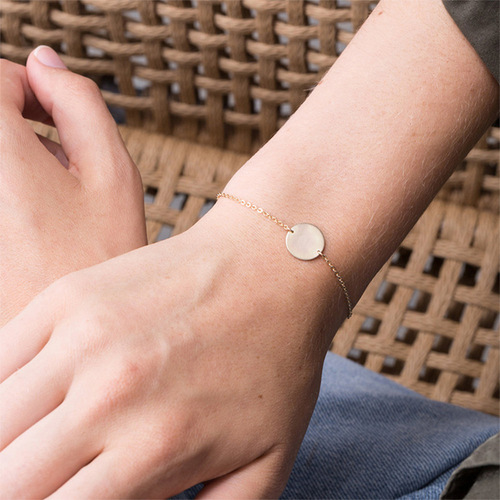 eManco cross-border jewelry simple gold-plated bracelet geometric round bracelet stainless steel engravable bracelet wholesale