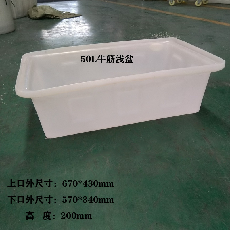 塑料牛筋水产养殖箱养鱼养龟浅盆牛筋大号方形胶箱塑料盆 K50L盆
