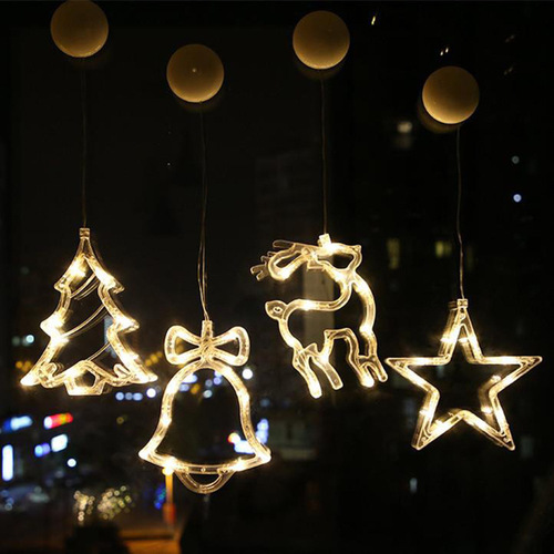 led圣诞灯串ins橱窗吸盘吊灯创意圣诞节装饰灯串场景布置彩灯批发