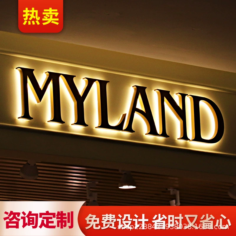 Foreign trade cross-border signboard door brand chain supermarket LED neon light sign stainless steel mini luminous characters