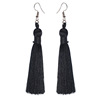 Universal earrings, black accessory with tassels, European style, Korean style, wholesale