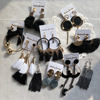 Universal earrings, black accessory with tassels, European style, Korean style, wholesale