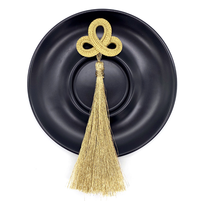 苏斯金银色中国结窗帘礼品装喜庆配件手编工梅花三叶服饰流苏挂件