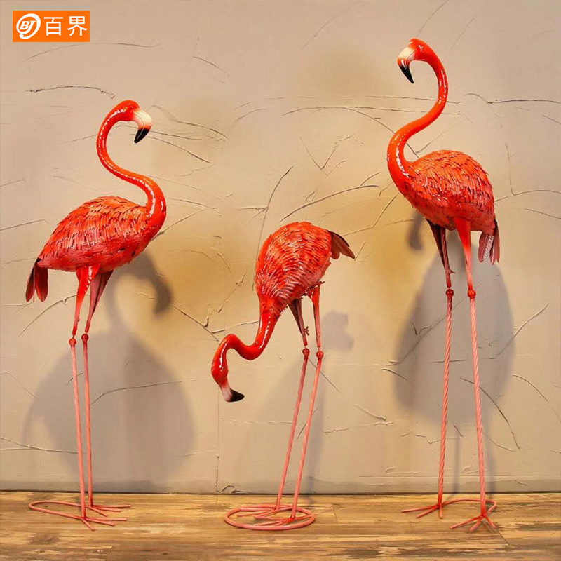 Iron Art Simulated Flamingo Ornaments Garden Landscape Decoration Crafts Wedding Party Shooting Props