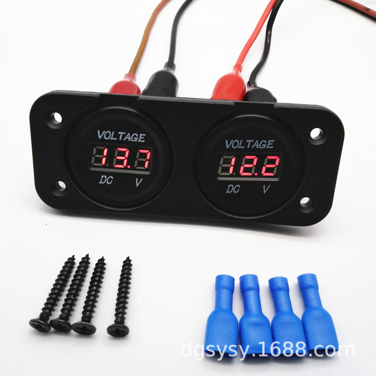 LED数字双电压表带面板 24V汽车房车机器改装配件测压仪表