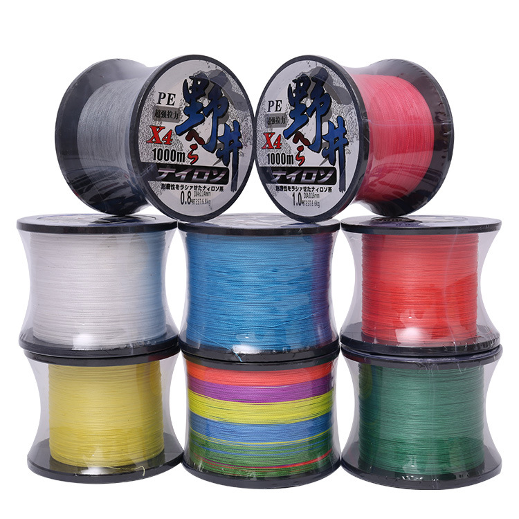 Bien salvaje colorido cuatro tejidos PE línea carretera yadalima Cable de pesca mano lanzando red de alta resistencia tejida línea de pesca de mar 1000m