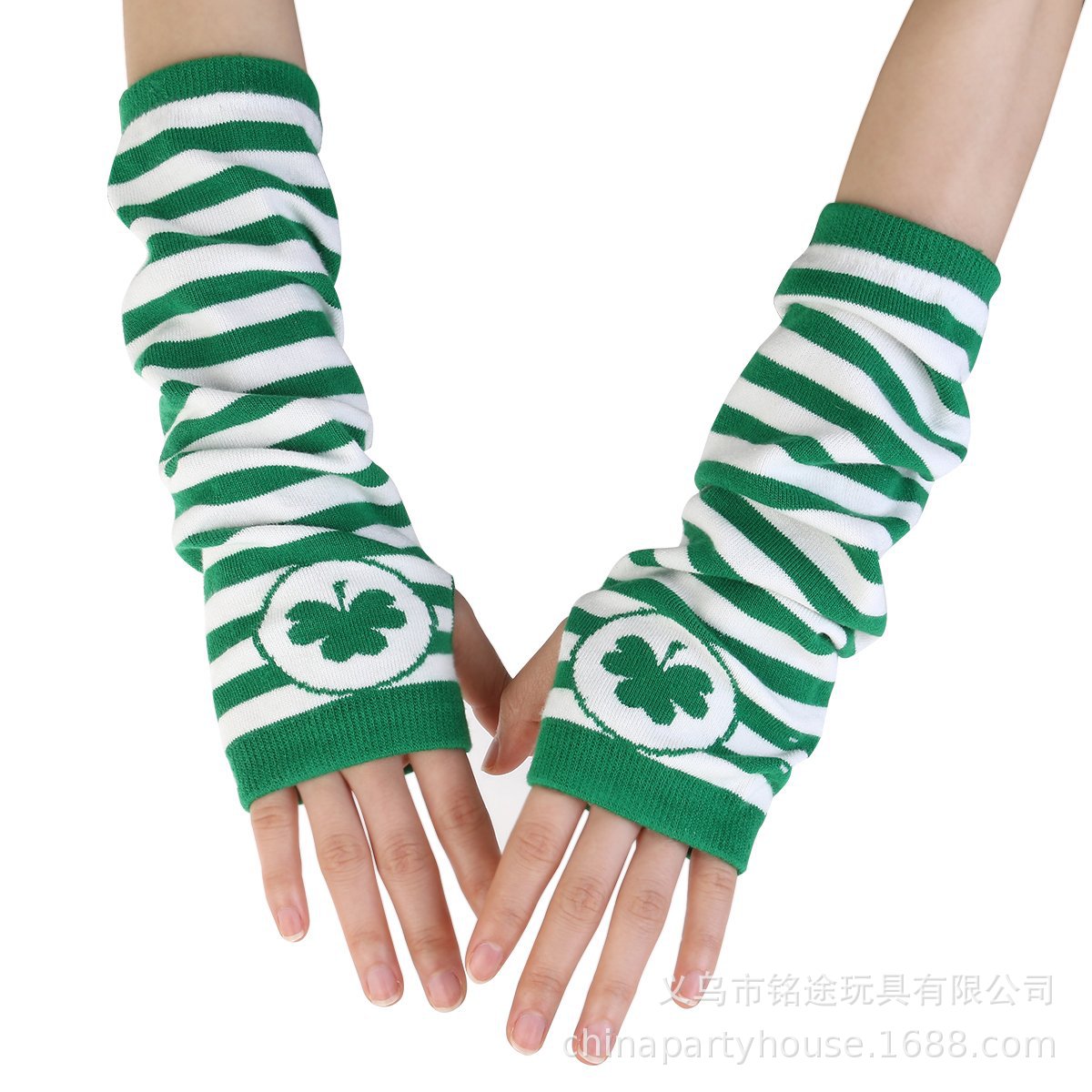 Festival irlandés trébol cabeza hebilla etiqueta gafas día de San Patricio pulsera cadena gafas combinación traje