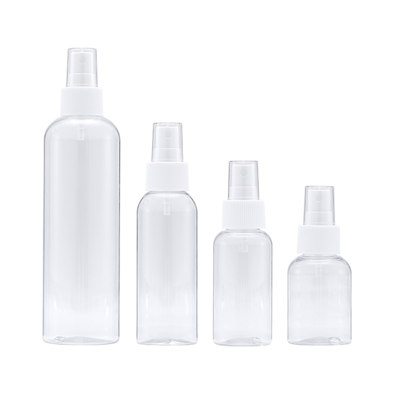 En stock 100ml de hombro redondo transparente botella de rocío puro blanco rayado botella de spray de tóner botella de spray de sub-embalaje Xumin material de embalaje