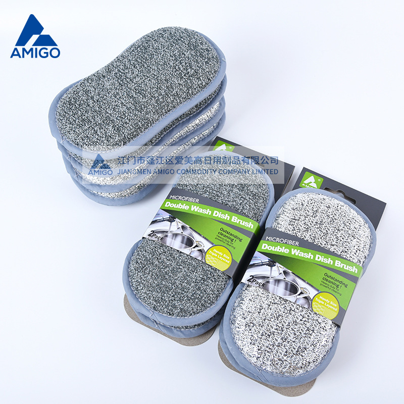 Cocina, hogar, lavado de platos, limpieza de esponja, limpieza mágica de doble cara, engrosamiento de aceite, toallitas de doble cara de microfibra, estropajo