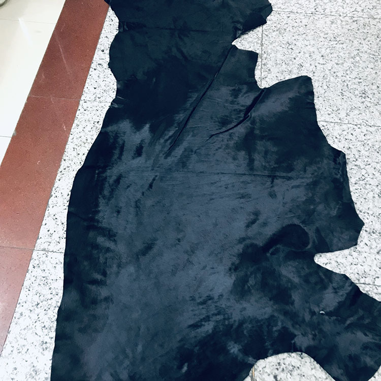 厂家供应 纯色马毛来样选款真皮马毛 黑色小牛皮皮毛一体植鞣革