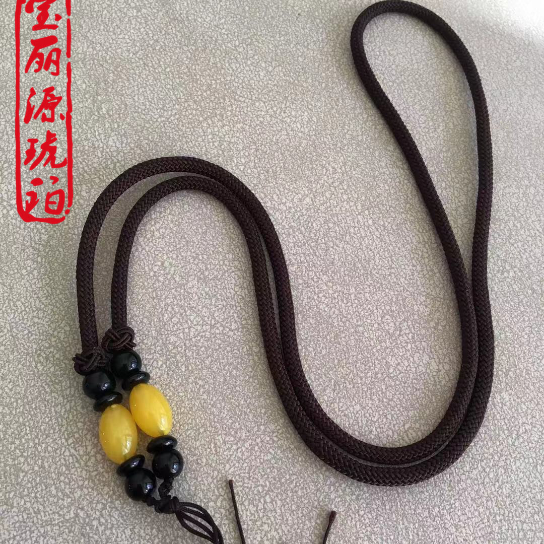 Beeswax Pendant All-match Rope Tight Woven Taiwan Jade Line High-grade Imitation Beeswax Agate Sandalwood Hanging Rope Woolen Chain Hanging Rope