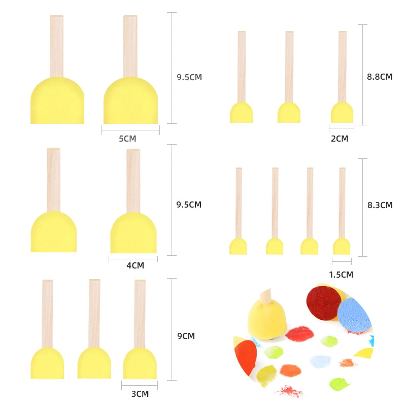 Детская кисть для граффити своими руками губчатая щетка детский сад Американский трудовой материал для раннего образования деревянная ручка круглая Грибная губчатая щетка