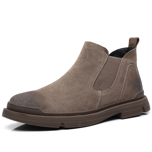 Men's shoes autumn and winter plus velvet warm Chelsea boots men's genuine leather Martin boots men's workwear high-top British style Wolf Warrior boots