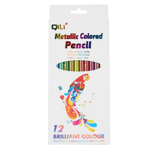 Cross-border colored pencils 12 colors water-soluble colored lead students drawing colored pencils log wooden hexagonal colored lead pencil wholesale