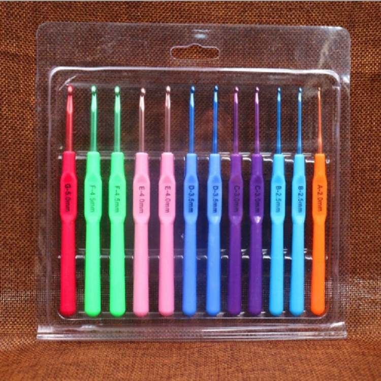 Новые 12 шт./Компл. Красочная пластиковая ручка алюминиевый крючком DIY свитер инструменты для вязания конфеты вязание крючком оптом