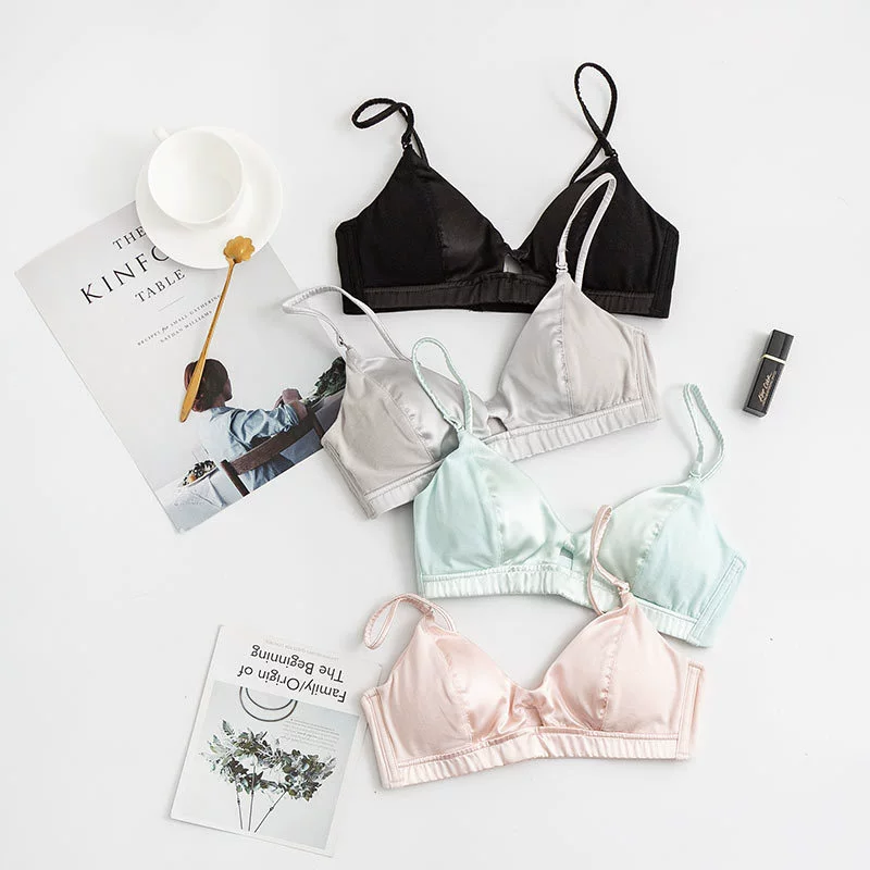 Silk summer wireless bra, thin comfortable underwear