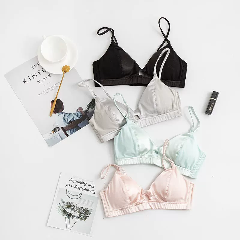 Silk summer wireless bra, thin comfortable underwear