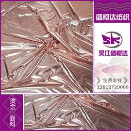 厂家现货古铜色金色金属色PU涂层面料春亚纺380T面料定制 羽绒服