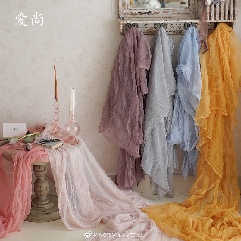 South Korea pleated gauze net photo photography background gauze landscape wrapping gauze net flower Photo Packaging net wrinkle cream yarn