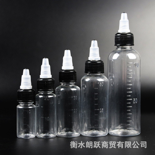 10/20/30/50/100ml graduated transparent PET plastic tipped gel rotating squeeze bottle for refilling