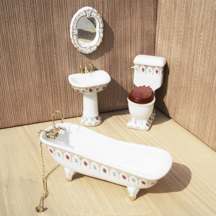 1:12 doll house DOLLHOUSE MINIATURE mini furniture 4 head ceramic bathroom model variety