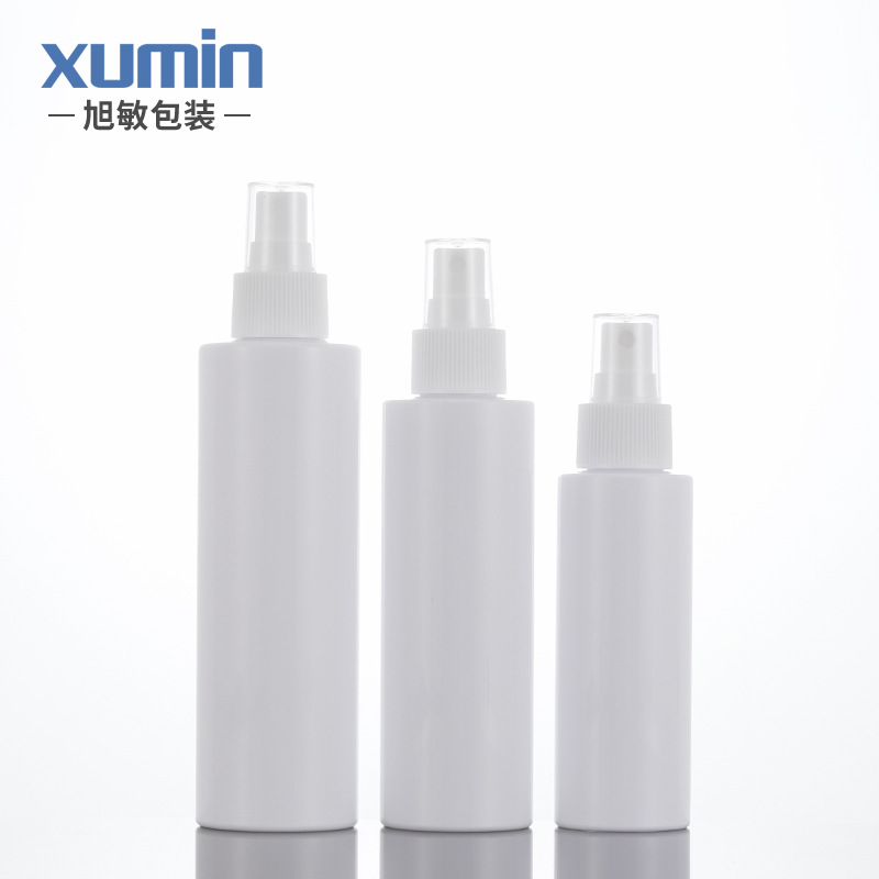 En stock botella de spray de tóner de hombro plano blanco botella de spray de sub-botella de rocío puro embalaje cosmético Xumin material de embalaje