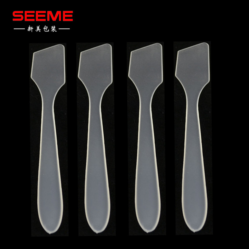 化妆勺磨砂透明塑料膏霜勺82mm面膜搅拌棒刮刀化妆品包装蒙砂款