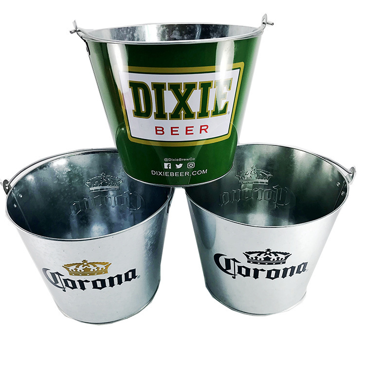 カスタム氷バケツ亜铅メッキ鉄金属ビールバケツ5リットル亜铅メッキ鉄氷バケツ円形ブリキ亜铅メッキ鉄氷バケツ|undefined