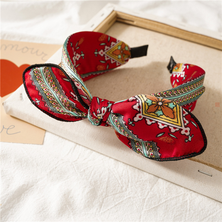 Pañuelo cuadrado diadema Orejas de conejo rojo