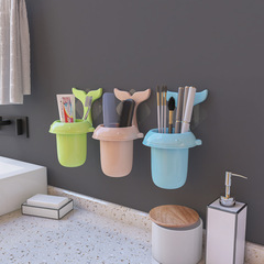 衛生間免打孔置物架壁掛洗漱杯收納架家用多功能牙刷牙桶牙刷架