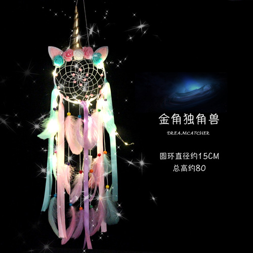 ins unicorn dream catcher creative wildebeest night light dream catcher hanging decoration girl room decoration unicorn