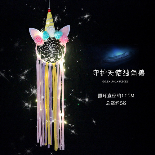 ins unicorn dream catcher creative wildebeest night light dream catcher hanging decoration girl room decoration unicorn