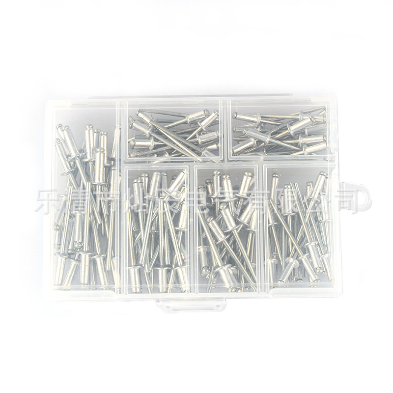 铝质拉钉120pcs盒装 抽芯铝铆钉抽芯钉 开口型抽芯钉 圆头铝拉钉