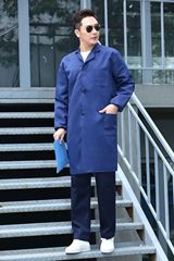 Labor protection coat, blue coat, customized advertising moving clothes, long dustproof work clothes, camouflage coat processing